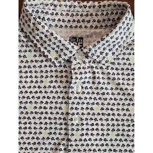 SanSoleil SolTek ICE Mens Large Polo Shirt Shamrock Print UV50 Cooling